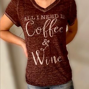 Coffee and wine T-shirt NWOT